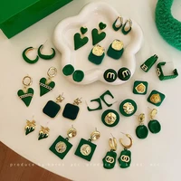 vintage fashion trend classic green pendant earrings for women exaggerated temperament high quality jewelry gifts for girls