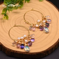 glseevo original design handmade hoop earrings womans 925 sterling silver freshwater pearl color tassel earrings ge0904