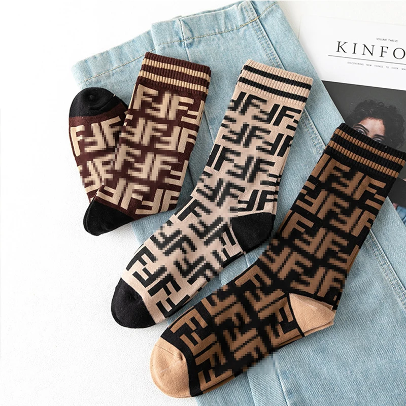 

New 3 Pairs of Men and Women General Spring and Summer Fashion Breathable Letters Cotton Socks Outdoor Sports Couple Socks 2021