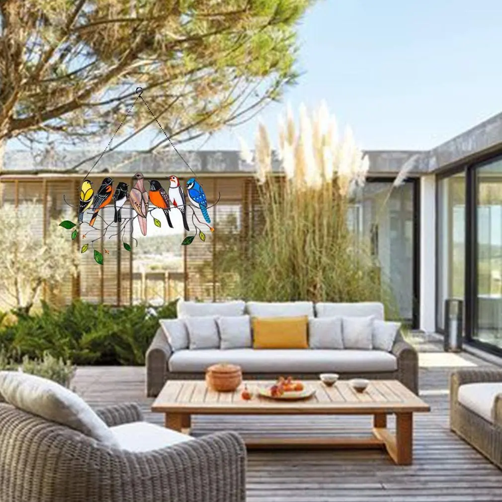 

Multicolor Birds On A Wire High Stained Ornament Bird Series Hanging Ornaments Pendant Home Garden Decor Gifts For Bird Lover