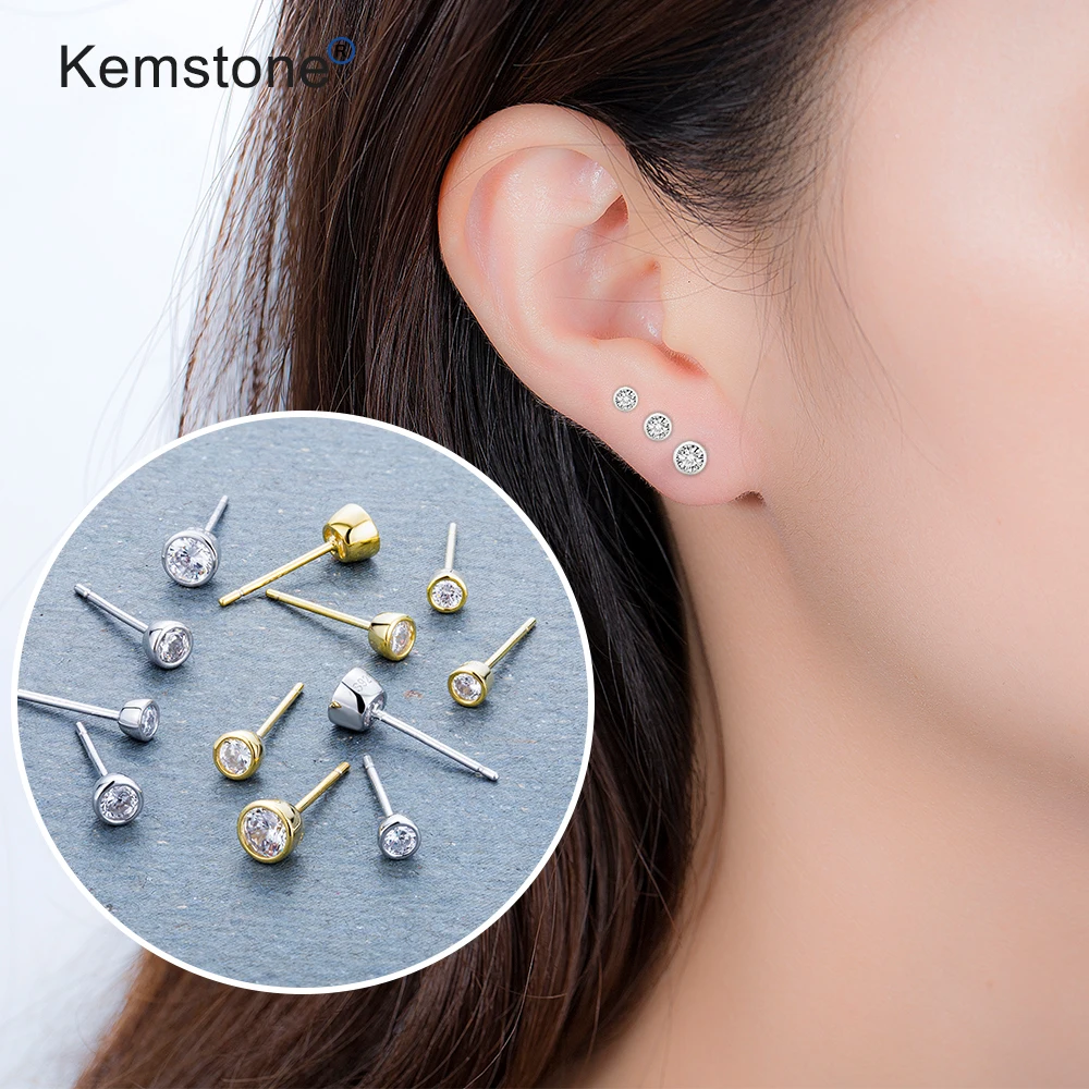 Kemstone модные 925 пробы серебряные белые круглые серьги с цирконием кубической огранки ювелирные изделия подарок для женщин