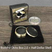 buddha okito box 2 0 half dollar shell magic tricks stage close up magia coin appear penetrate magie illusion gimmick props