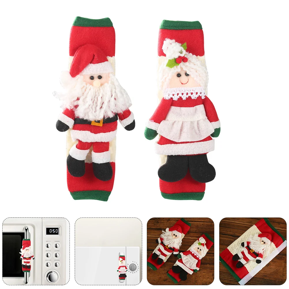 

2pcs Xmas Microwave Handle Covers Decorative Handle Protectors Xmas Supplies