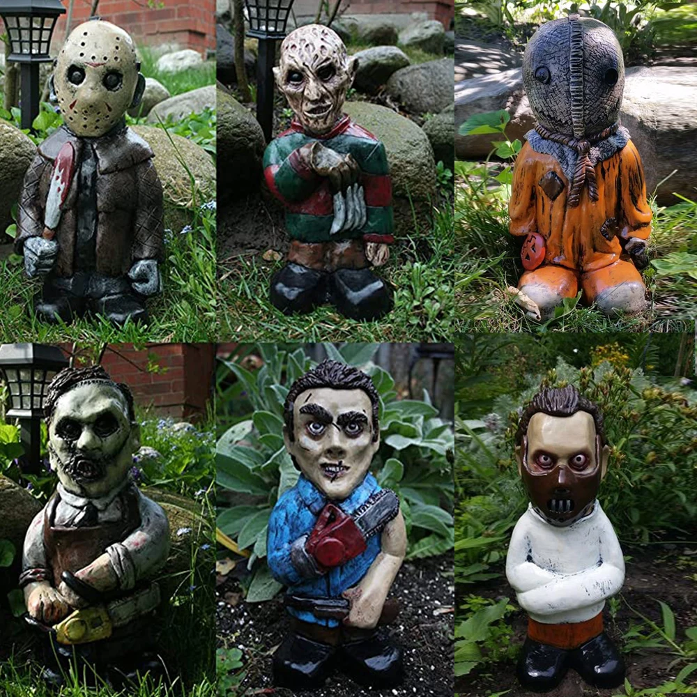 

Horror Movie Garden Gnomes Undead Halloween Sculpture for Outdoor Patio Yard Lawn Figurines Miniatures Decoration Crafts