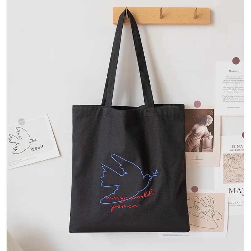 

Вместительная холщовая женская сумка-шоппер на плечо, Модная хлопковая тканевая Экологически чистая женская сумка для покупок, сумки-тоуты...