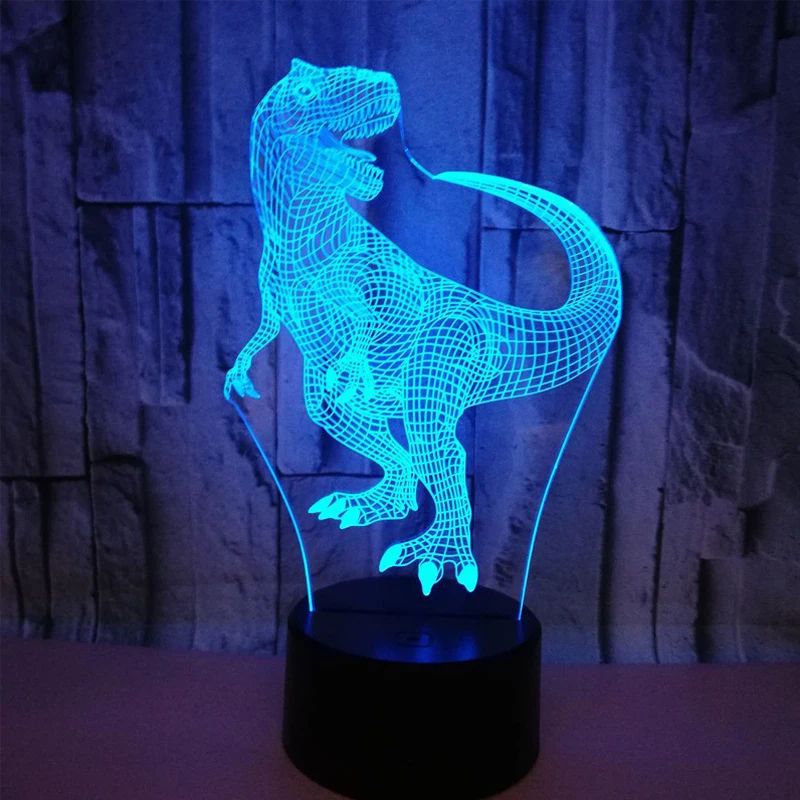 

3D LED Night Lights Happy Smile Tyrannosaurus Rex Dinosaur with 7 Colors Light for Home Decoration Lamp Amazing Visualization