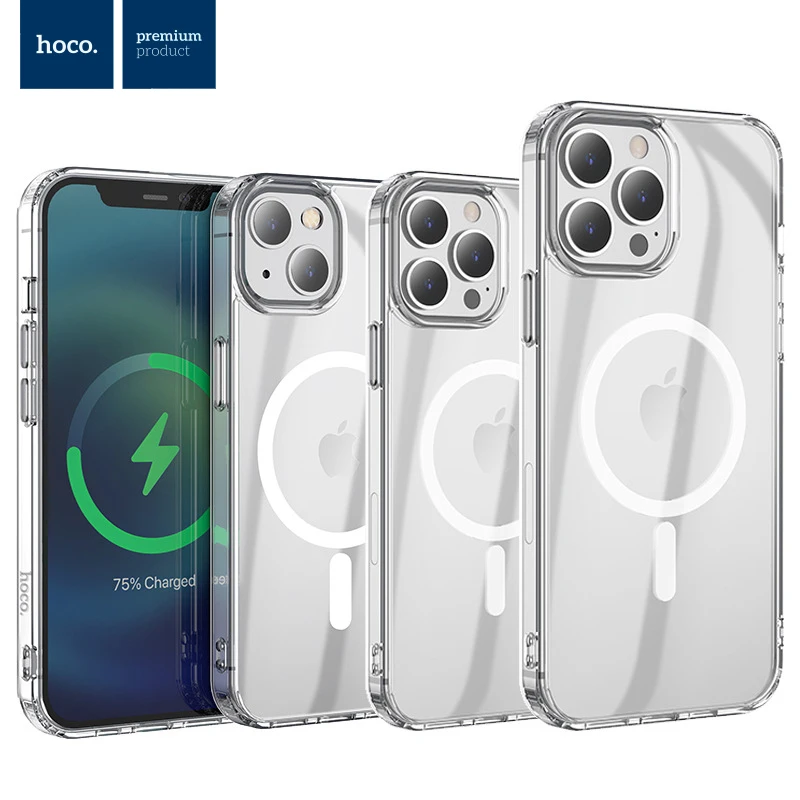 Роскошный прозрачный Магнитный чехол Hoco для телефона iPhone 13 Pro Max противоударный