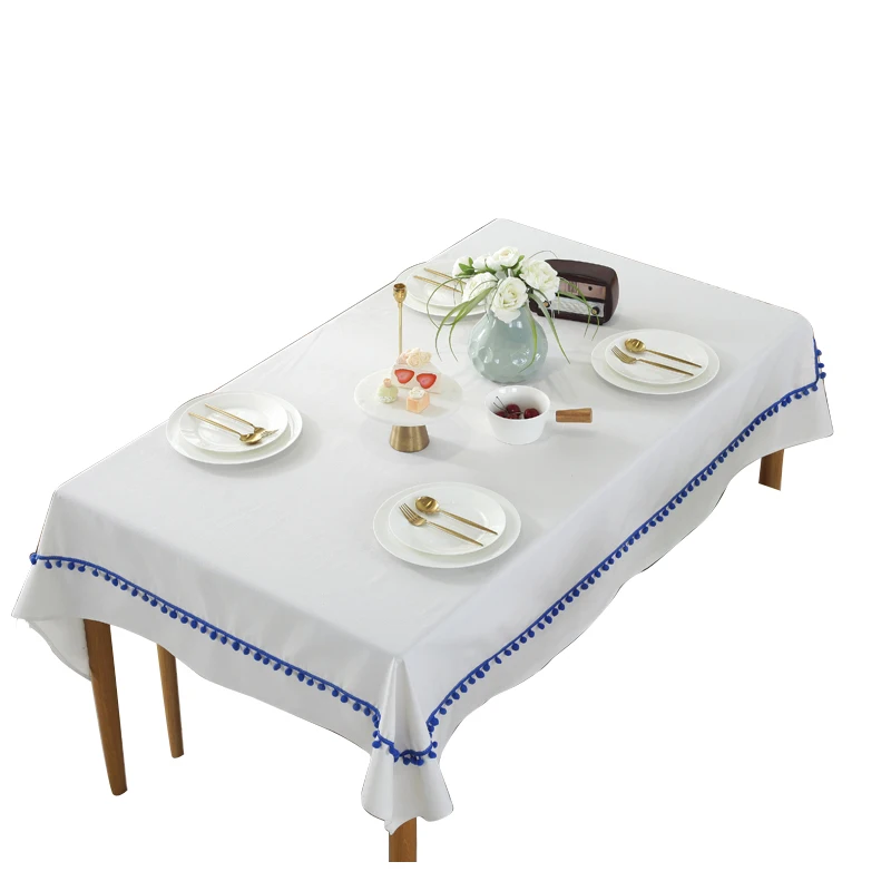 Простой белый гостиничный стол ткань синие волосы шарик Рождество декоративный