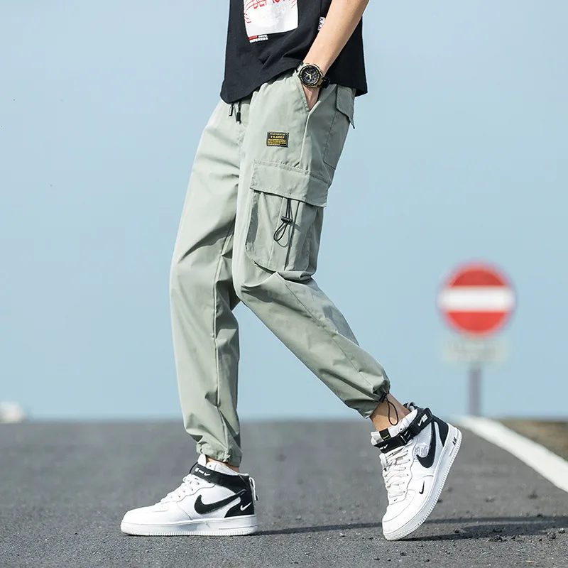 

2021Spring and Summer Thin Style Overalls Men's Fashion Pai-9 Casual Pants Men's Loose Large Toe Binding Sports Korean Trend 5XL