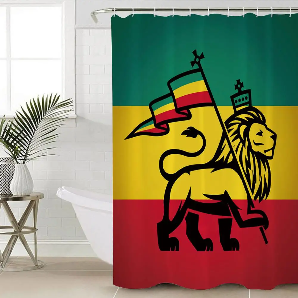 Водонепроницаемая занавеска для душа с изображением флага короля льва|Шторы