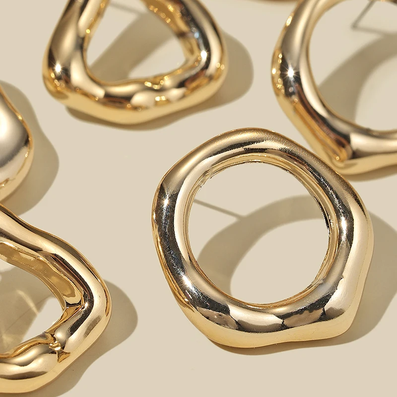 

Unusual Geometric Earrings For Women Fashion Vintage Trend Gold Round Bohemian Punk Statement Party Accessories
