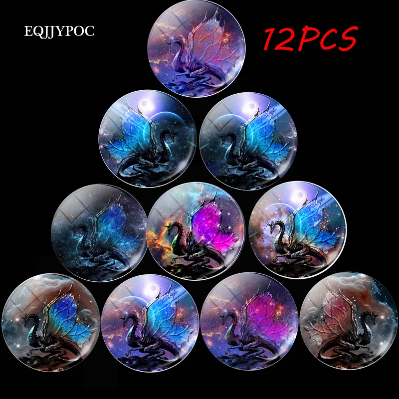 

12pcs Wing Dragon 3d Fridge Magnet Starry Sky Space Galaxy Loong 25mm 30mm Glass Dome Magnetic Refrigerator Stickers Home Decor