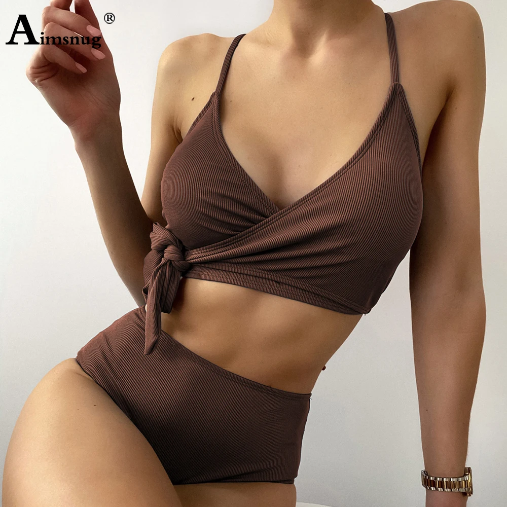 Женские комплекты бикини с высоким вырезом в стиле K-POP 2021 женские купальники из