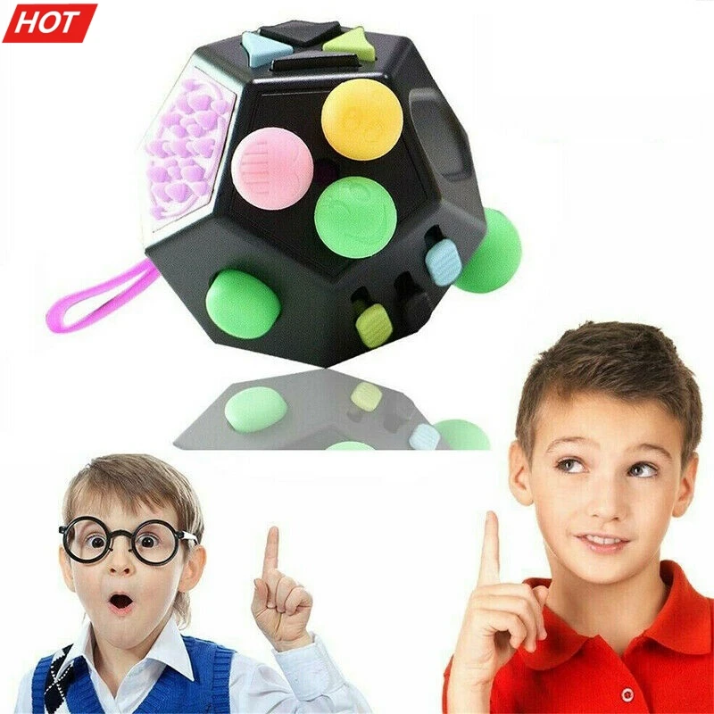 

12-сторонняя настольная игрушка для детей и взрослых, кубики для снятия стресса
