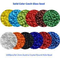 1000pcslot 2mm crystal round hole bead solid color czech glass seed spacer diy beads for jewelry making fitting garment sewing