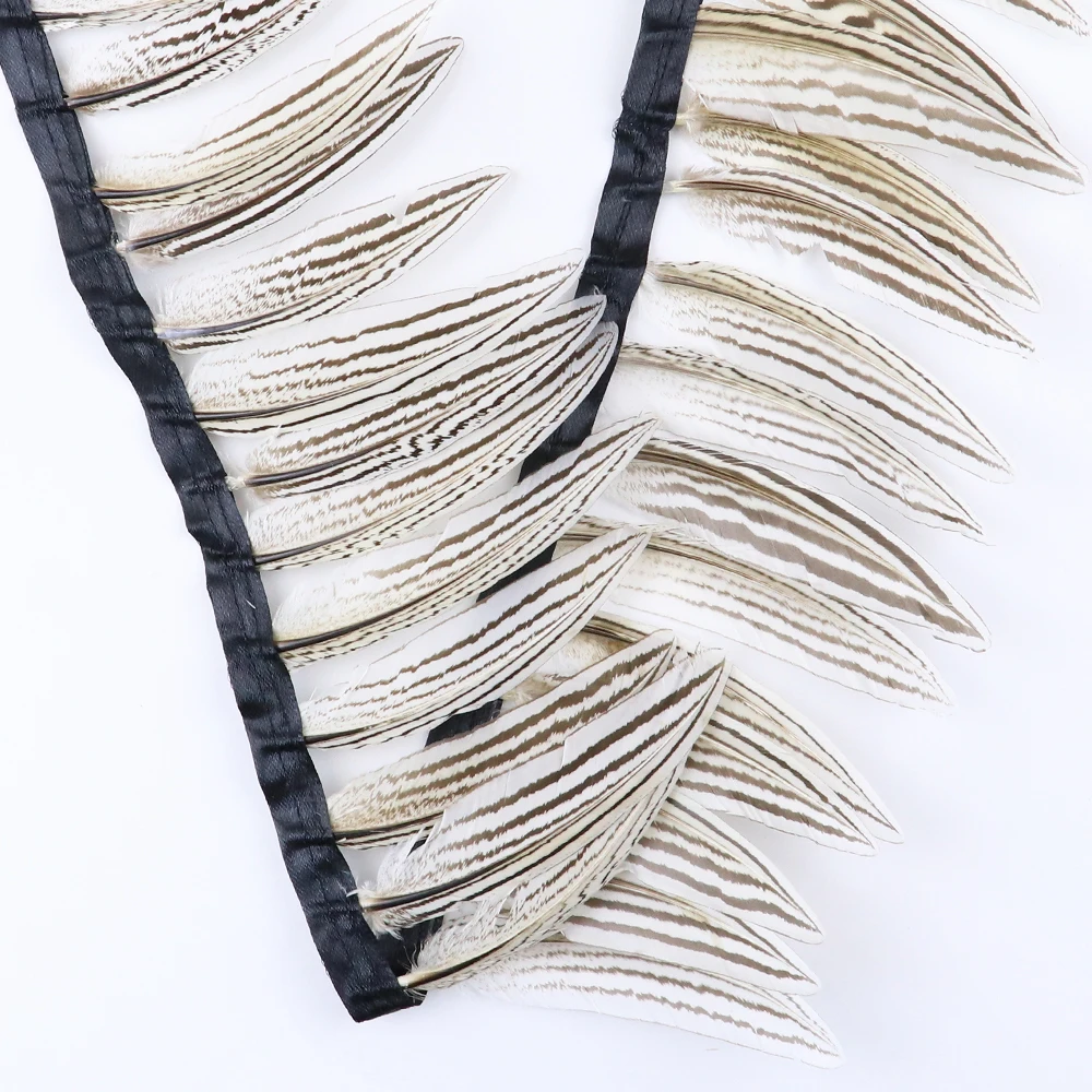 

1M High quality Natural Pheasant Feathers Trims Fringe Ribbon 3-4Inch 7-10cm Sewing Dress Diy Crafts Costumes Decorative Plumes