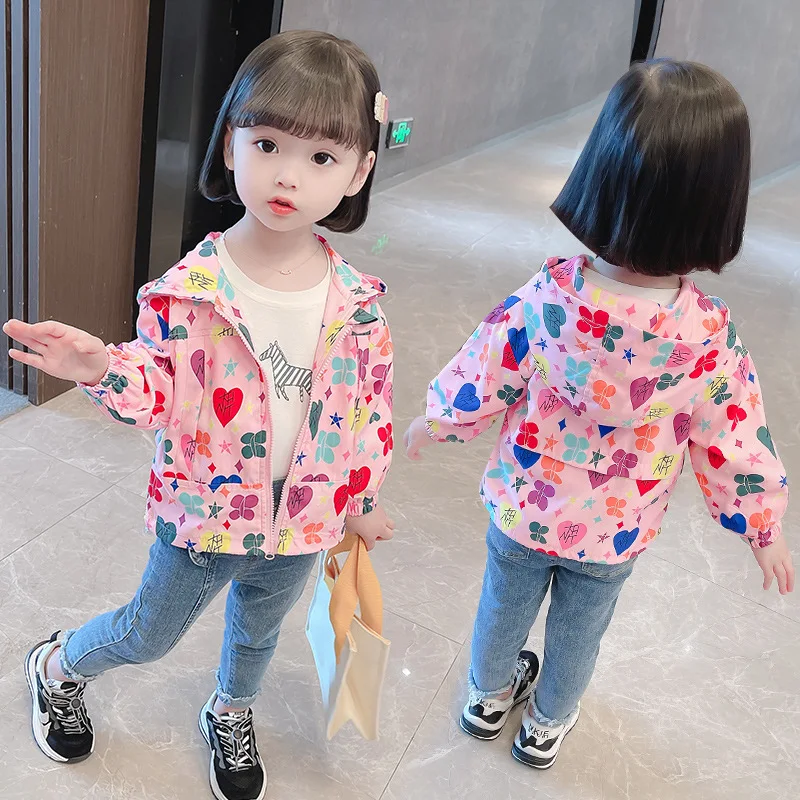 

Long Sleeve Jacket for Girls Kids Cute Print Coat Fashion Spring Autumn Children Outwear 2021 New Girls Casual Clothing CLY008