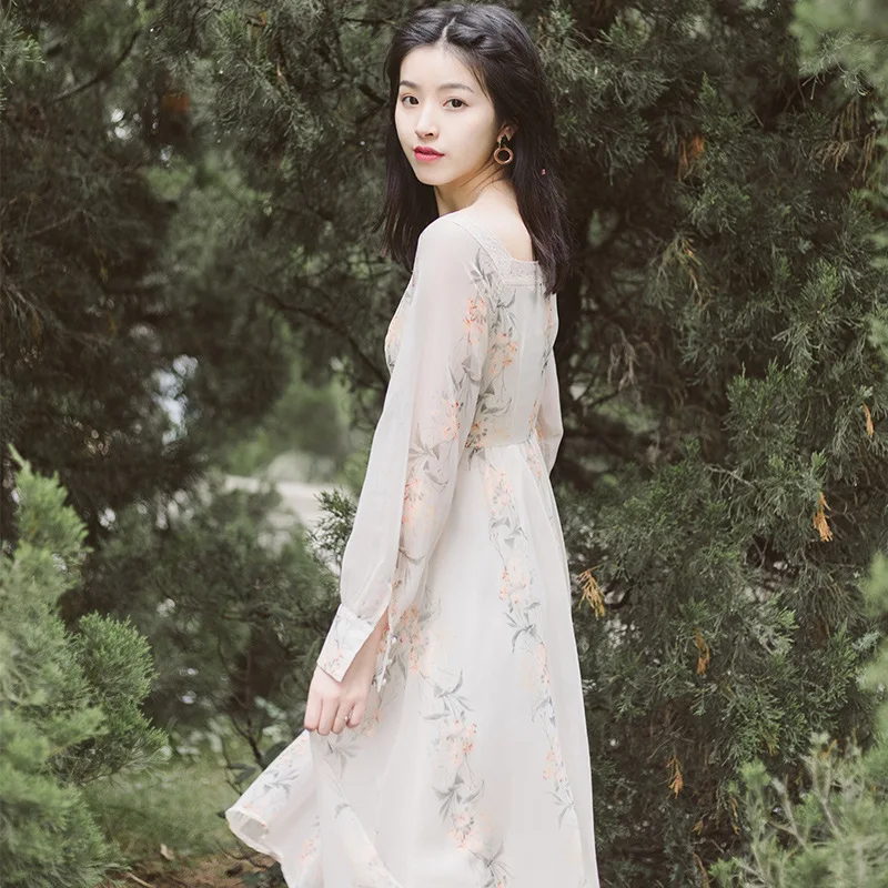 2019 Новая модная женская одежда винтажное платье с принтом зимнее |