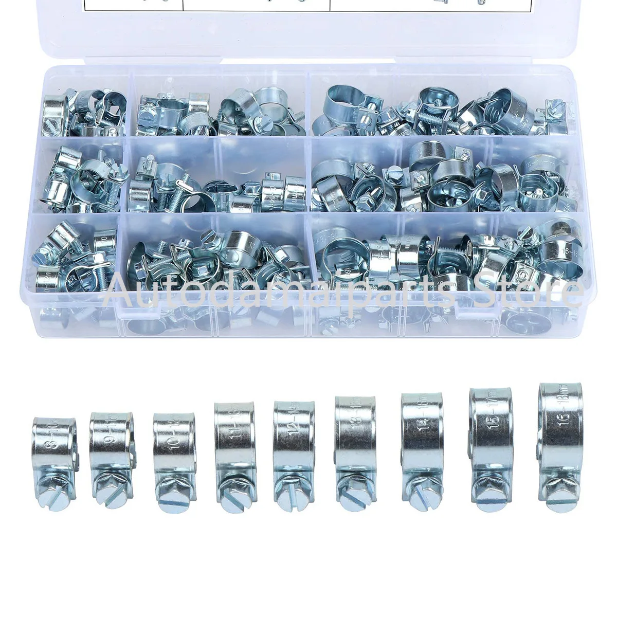 

135pcs Boxed Mini Hose Clamp Clamp Carbon Steel Galvanized Hose Clamp Mini Fuel Hose Clamp Combination Kit