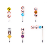 traffic road signs model diy diorama toy accessories sand table architectural landscape garden decoration gifts for kids 3head