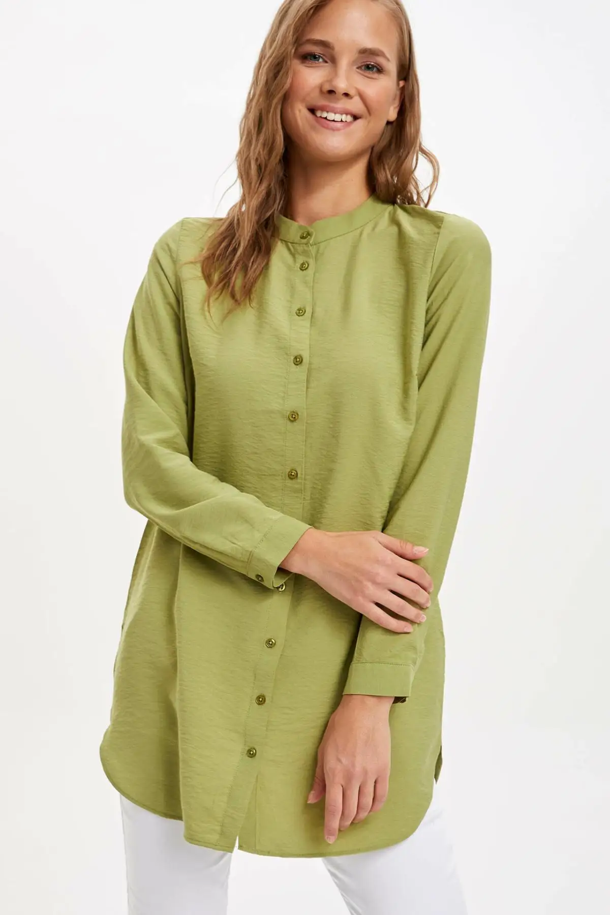 DeFacto Woman O-neck Long Sleeve Shirt Female High Quality Comfort Shirts Women's Casual Loose Tops Autumn-M1044AZ19AU
