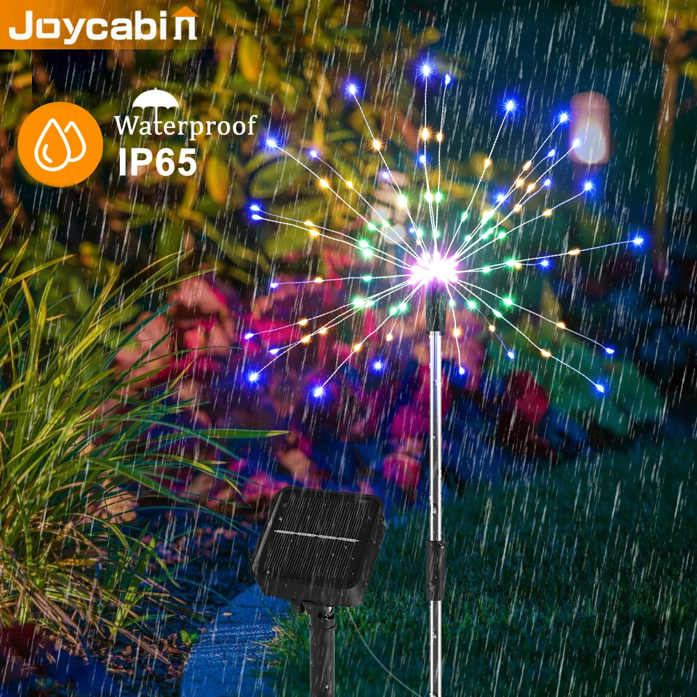

Joycabin 8 Modes Solar Outdoor Firework Lights 120 LED For Garden Lawn with Remote Control for Christmas Party Decor 2pcs