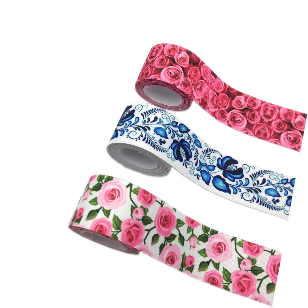 

25mm 38mm 1 Meter/Lot Daisy Flower Print Garment Waist Elastic Webbing DIY Apparel Band Bags Strap Sewing Accessories