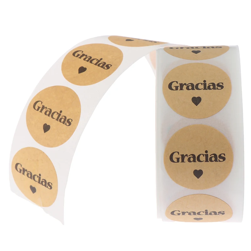 500 Испанский/английский/французский спасибо Крафт бумажная наклейка печать для