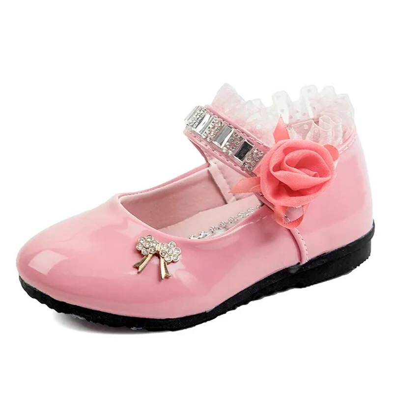 Baby Girls Shoes Flower Children White Lace Princess Patent Leather Dress Bling Mary Janes Kids Flats 1-12T |