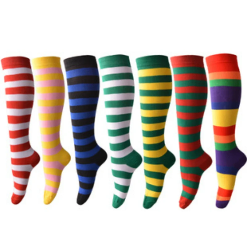 hot new Cute Socks Stockings Women's Japanese-style Blue White Stripe Knee Socks Legs Socks COSPLAY Anime WOMEN'S Socks
