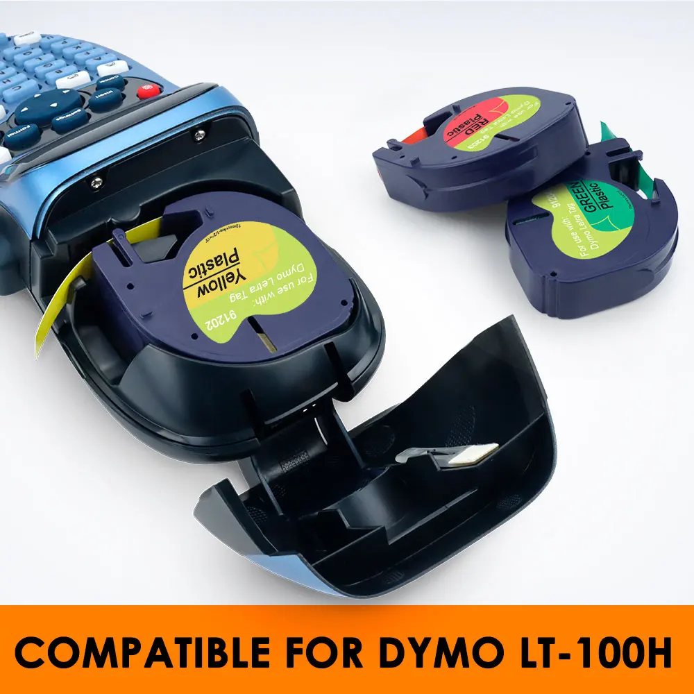 5PK 12 мм лента для маркировки Dymo LT 91203 черный на красном совместимая с Letratag