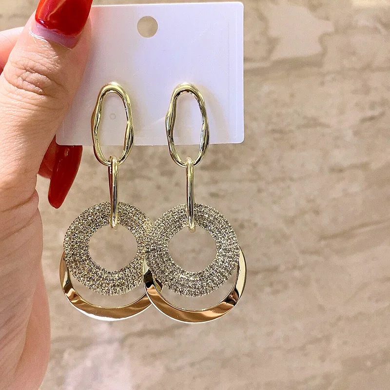 S925 Серебряные игольчатые преувеличенные модные серьги из настоящего золота с