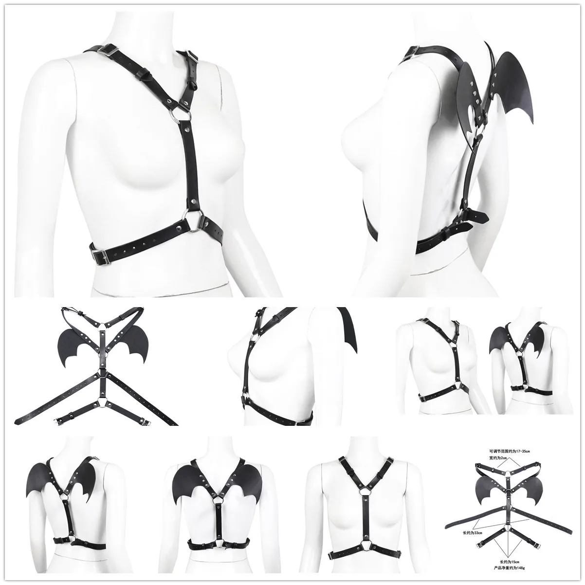 

Demon Wings Women Cage Bra Belt Adjustable Leather Sexy Sets Women Harness Body Bondage Straps Fashion Bra Adjustable Corset