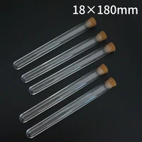 100pcspack 18x180mm 30ml round bottom plastic test tube with cork hard transparent packing vial lab school wedding favours