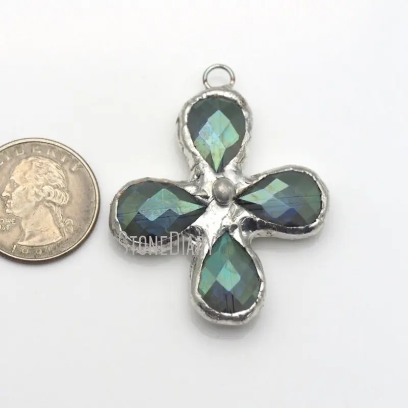 

Ручная спаянная подвеска-крест PM30922, радужная стеклянная Хрустальная подвеска