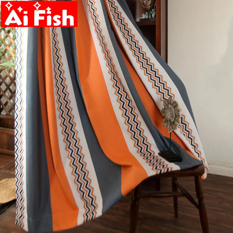 

Bohemian Orange-gray Thermal Semi-shade Bedroom Curtains Nordic Minimalist White Deer Head Embroidered Sheer Tulle Drape MY033-5