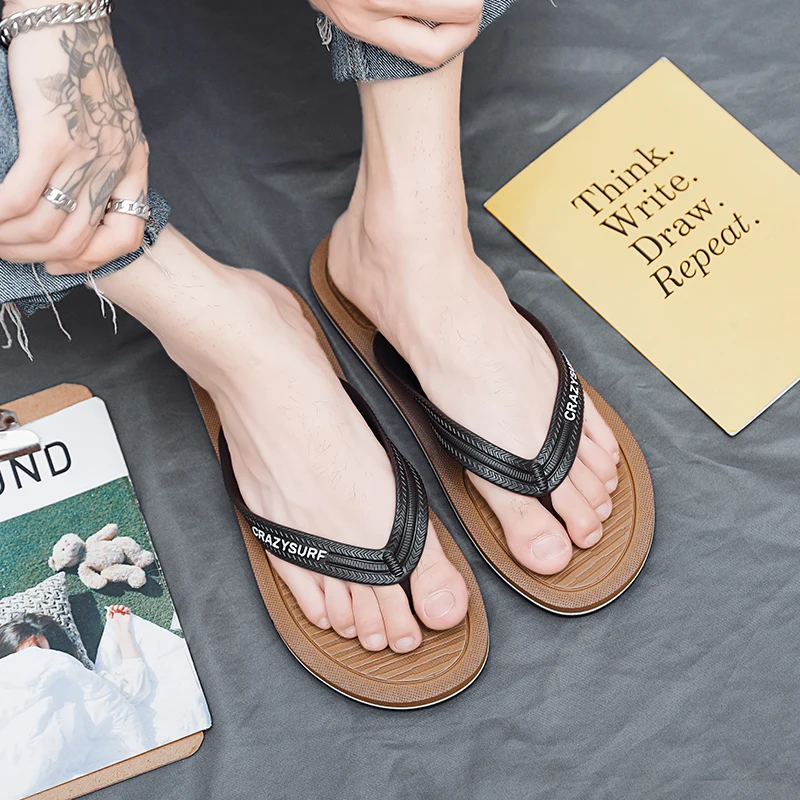

2021 Summer Men's Beach Seaside Indoor Bathroom Pool Party Bbq Etc. Comfortable and Not Easy To Tear Flip-Flop Slippers