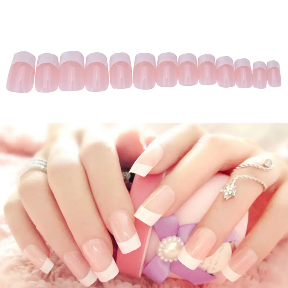 24 шт./компл. 3D модный стиль Маникюр Французский натуральный пластик искусство