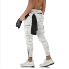 Спортивные штаны для бега, мужские хлопковые штаны для бодибилдинга и фитнеса, с несколькими карманами, для тренировок по бодибилдингу
