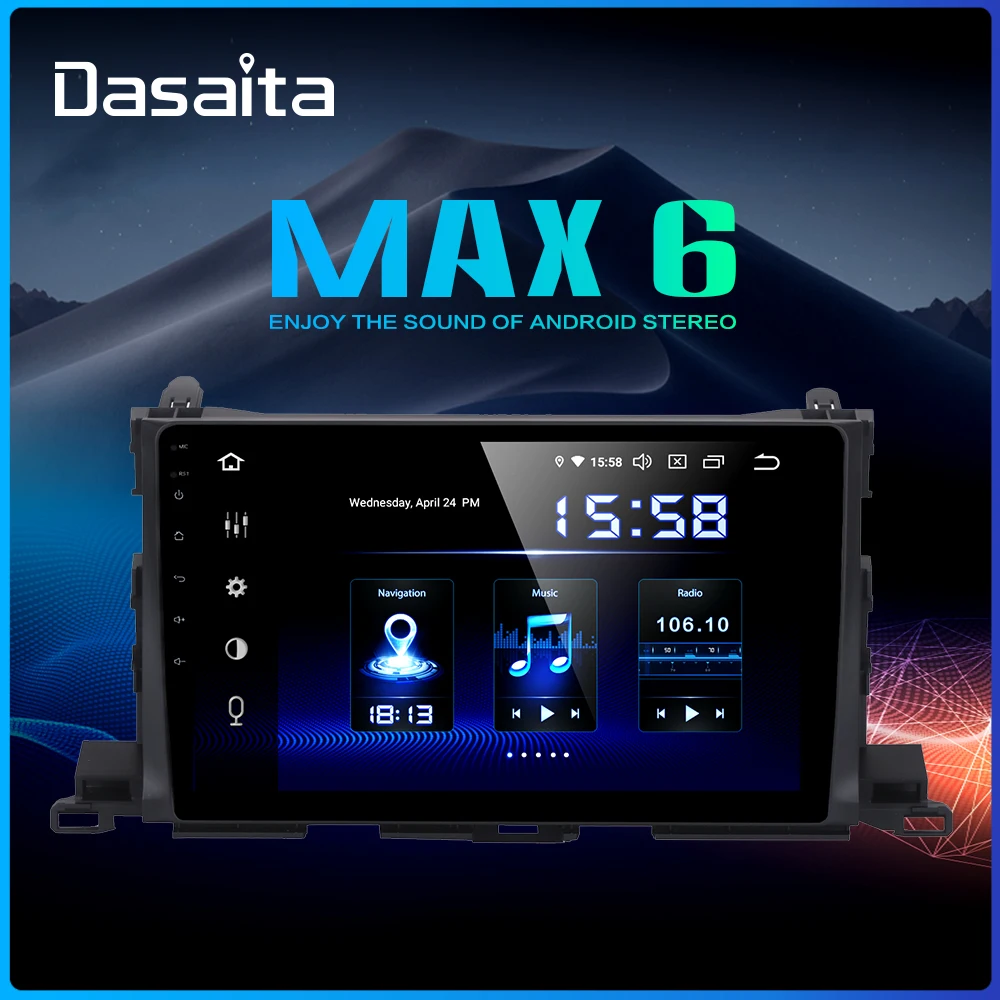 Dasaita 10," Автомобильный мультимедийный 1 Din Android 9,0 для Toyota Highlander gps стерео Bluetooth MAX6 64 Гб rom