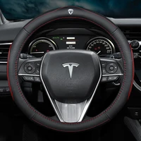 no smell thin car genuine leather steering wheel covers for tesla model 3 s y x 2016 2017 2018 2019 accessories