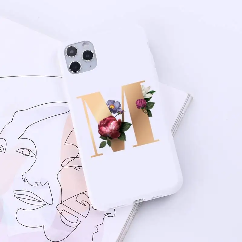 

English letter flower words Phone Case Candy Color for iPhone 6 7 8 11 12 s mini pro X XS XR MAX Plus