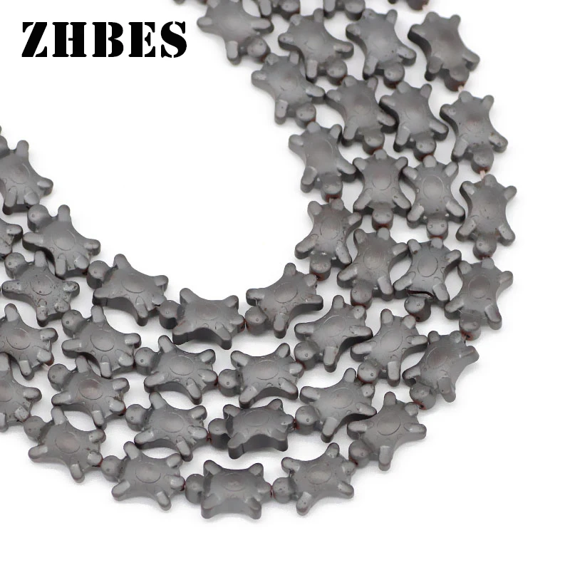 

ZHBES Natural Matte Stone Black longevity Tortoise Shape Hematite Spacers Loose Beads For DIY Jewelry Bracelet Making Findings