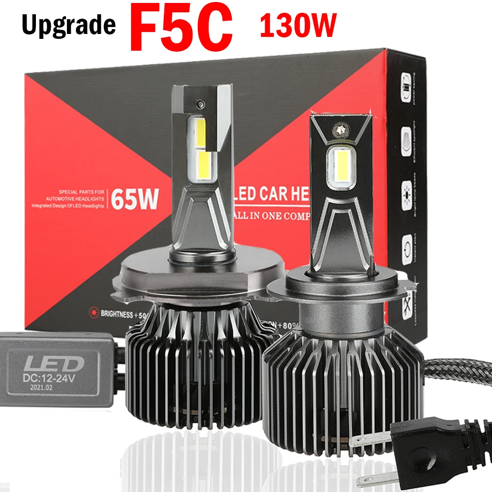 F5C светодиодный лампы для передних фар 130 Вт H11 H7 H8 9005 9006 H1 H4 12000Lm 6500K светодиоды с