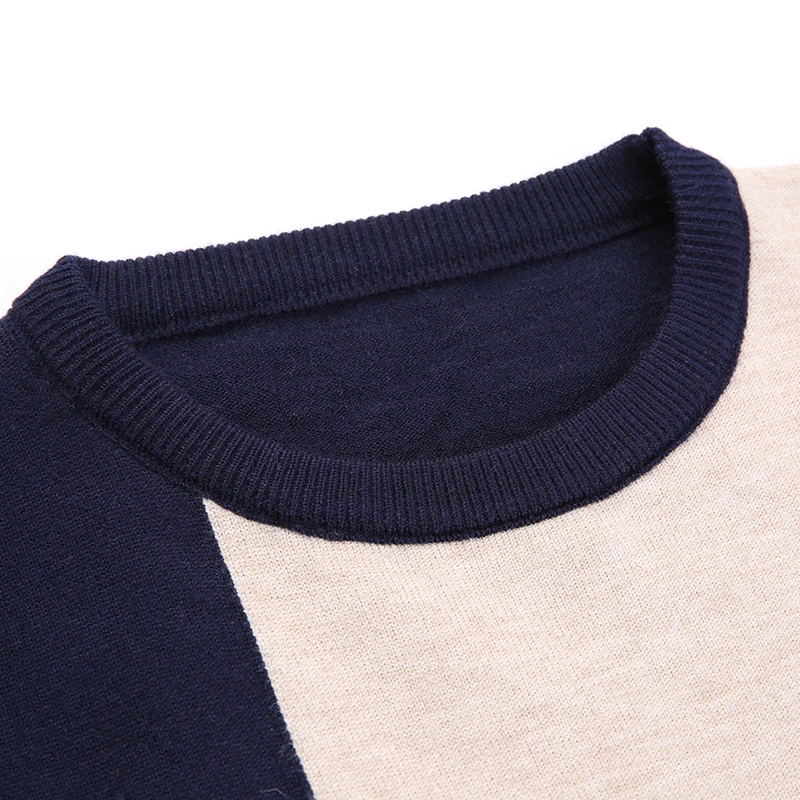 Мужской Повседневный свитер облегающий пуловер в стиле пэчворк с круглым