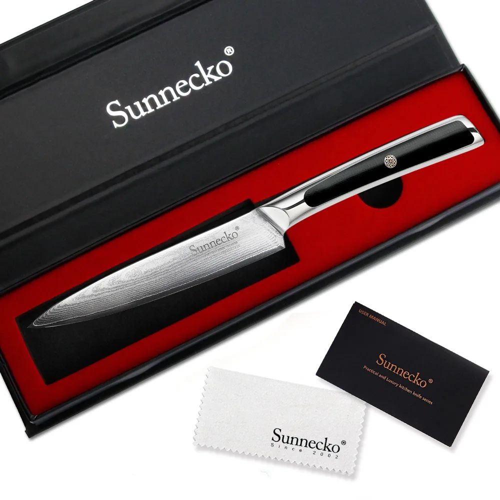 Нож поварской из дамасской стали SUNNECKO VG10 5 дюймов острый кухонный нож|Кухонные