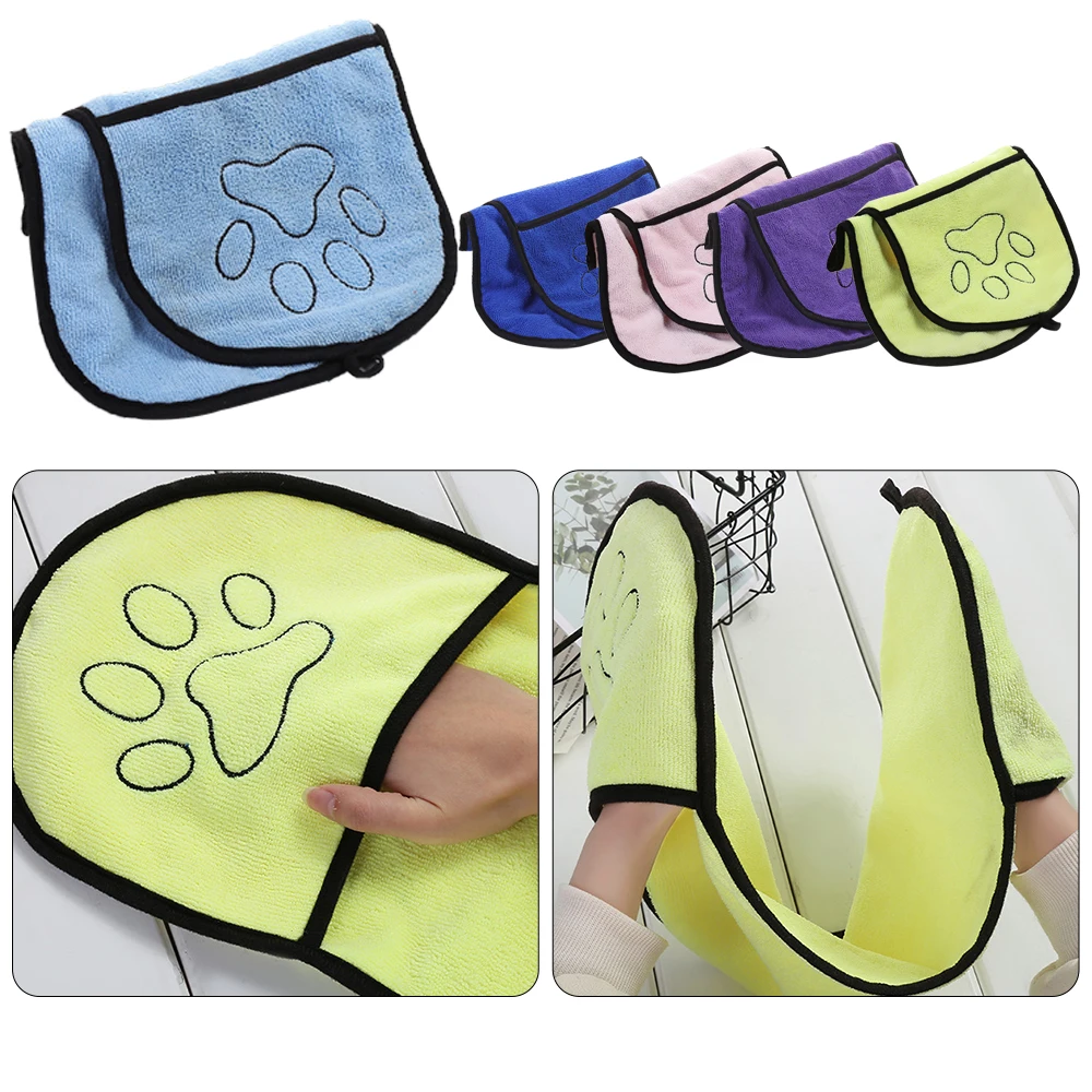 

Pet Dog Bath Towel Microfiber Ultra-Absorbent Cat Dogs Drying Towel Blanket With Pocket For Large Dogs Bathrobe Dog Bath Towel