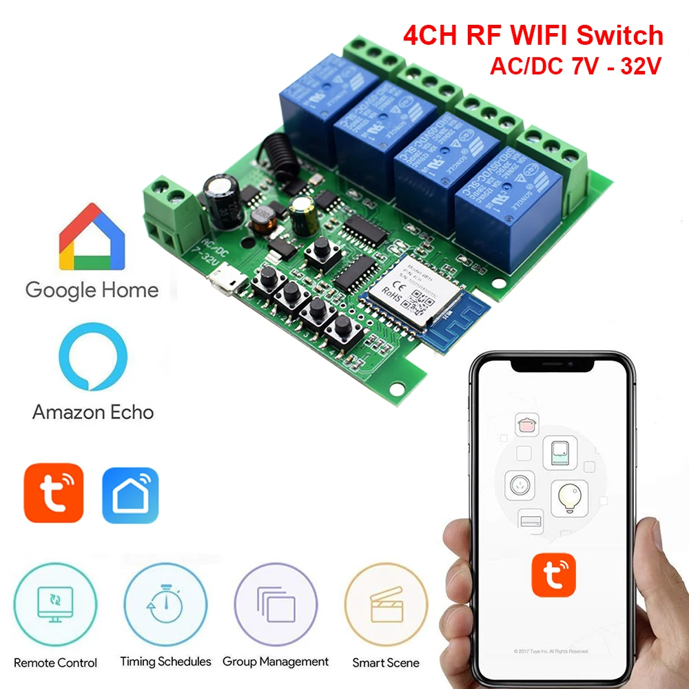 

Новый Tuya Wifi Smart Switch Module Diy Breaker Module Smart Life APP Remote Control Работает с Alexa Echo Google Home 1/2/4 путь