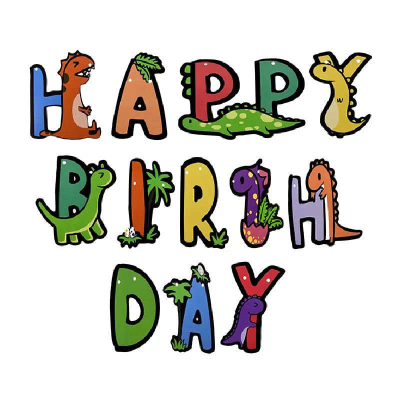 

1Pc Dinosaur Theme Happy Birthday Hanging Bunting Banner Flag Garland DIY Kid Adult Birthday Baby Shower Home Party Decor Supply