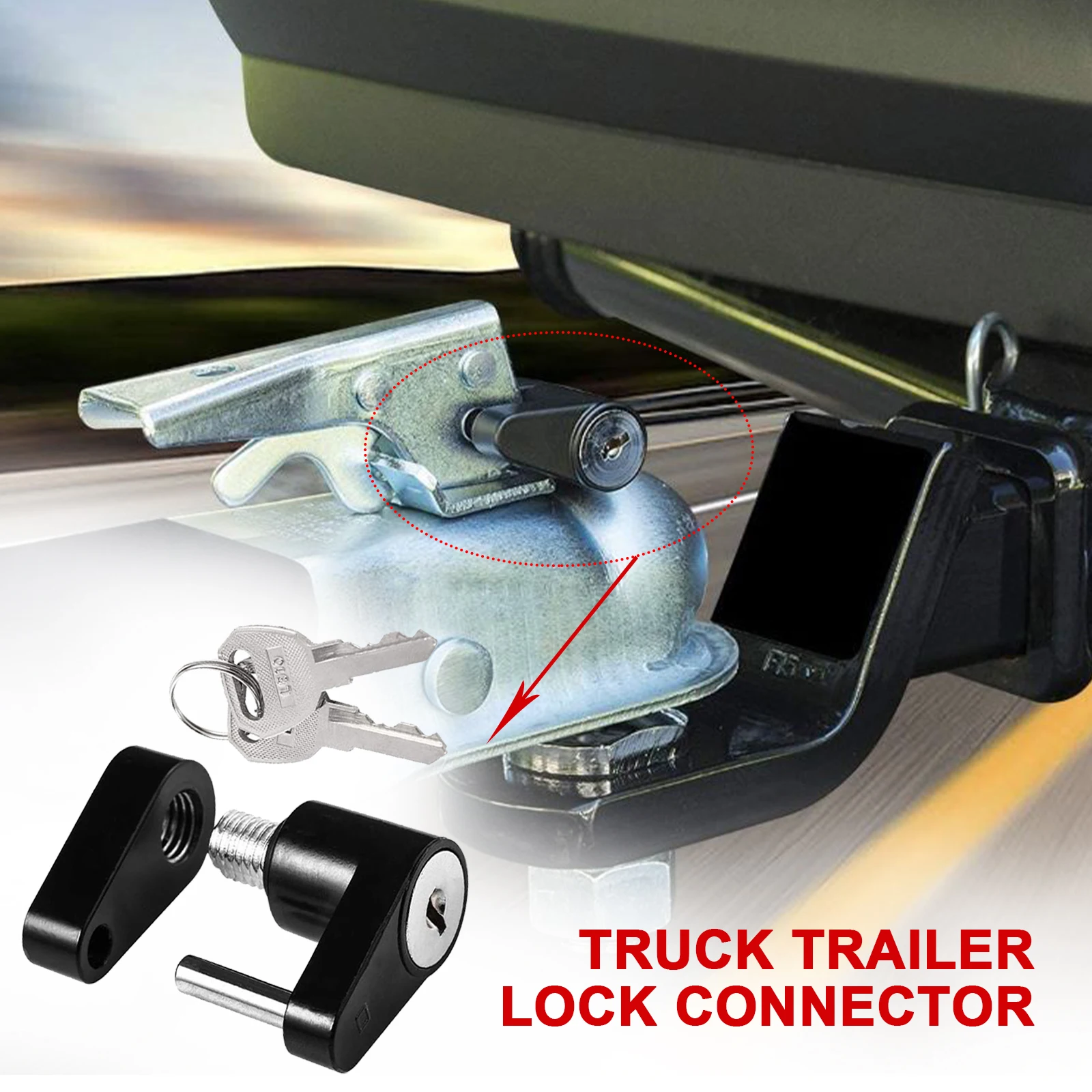 

Zinc Alloy 1/4" Trailer Hitch Coupler Lock Anti-theft Locking Hauling Security Towing Tow Bar with 2 Keys Automobiles Accessorie